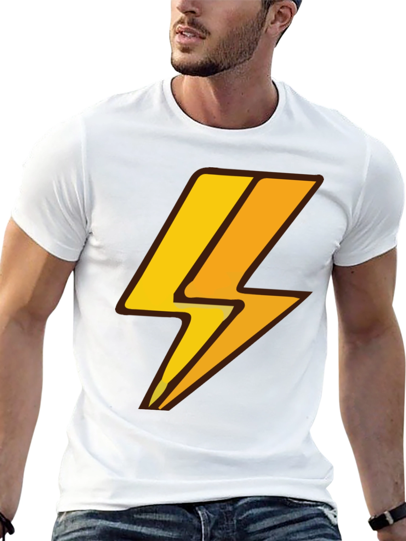 Black Lightning Bolt Graphic Tee - Black Cotton T-Shirt view 13