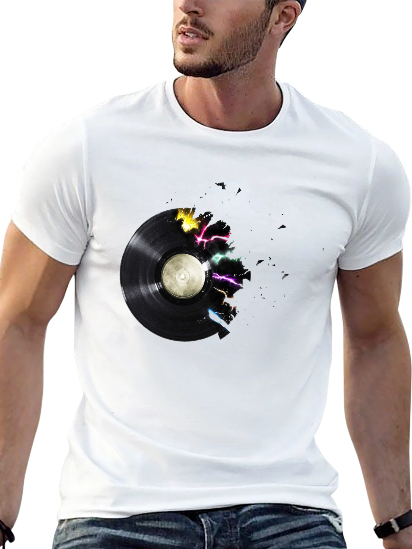 Black Vinyl Record Graphic Tee - Black view 13