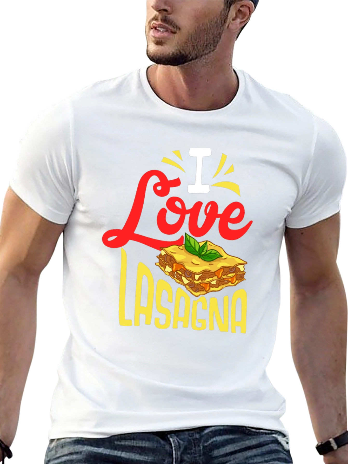 Black I Love Lasagna T-Shirt - Foodie Apparel view 13