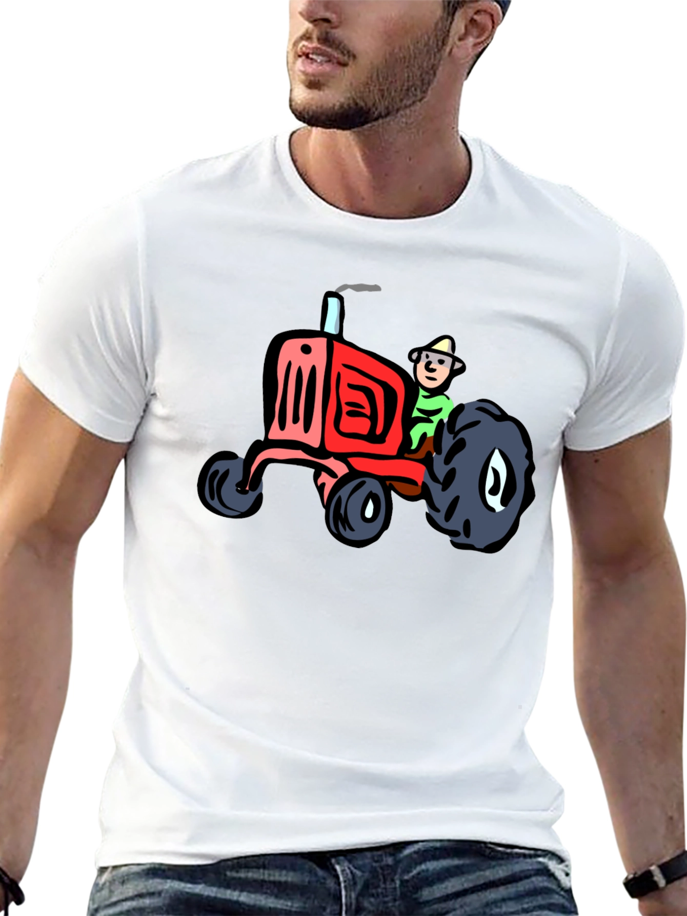 Black Cartoon Tractor T-Shirt - Quirky & Fun! view 13