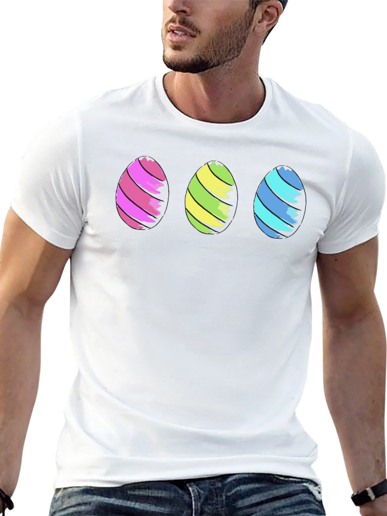 Black Easter Egg Graphic Tee - Men's Short Sleeve Crew Neck T-Shirt view 13