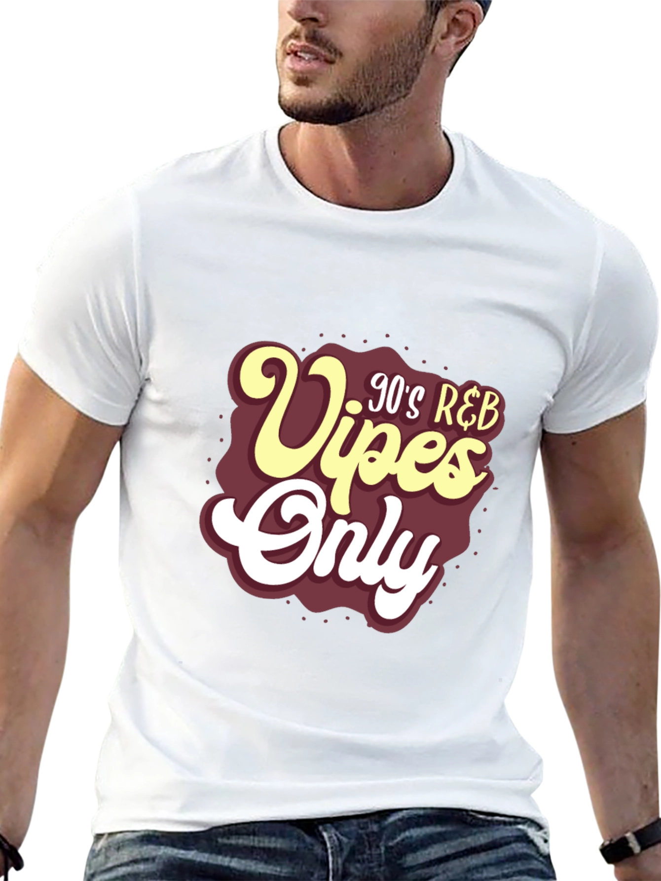 Black 90's R&B Vibes Only T-Shirt view 13