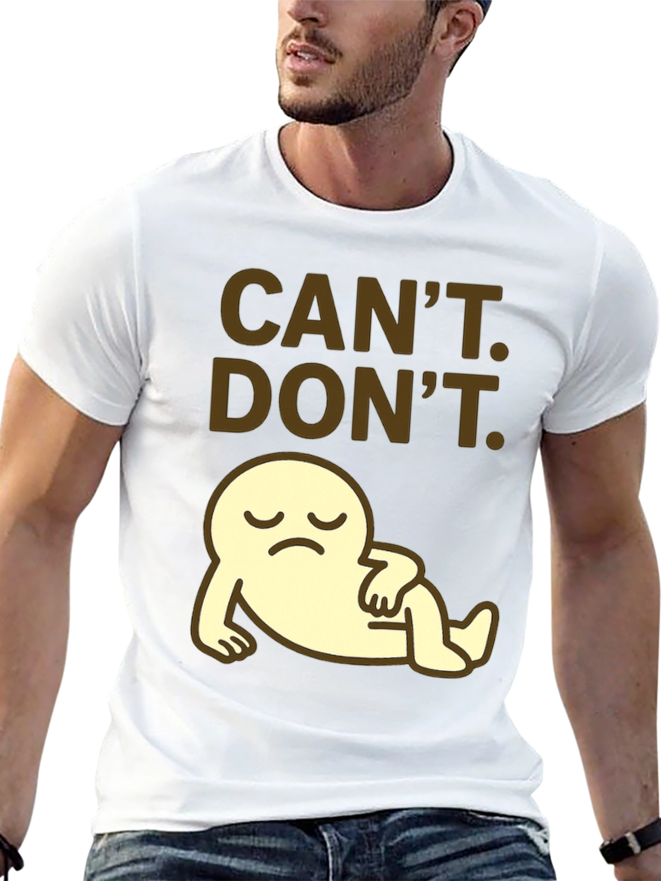 Black Can't. Don't. Graphic T-Shirt - Lazy Cartoon view 13