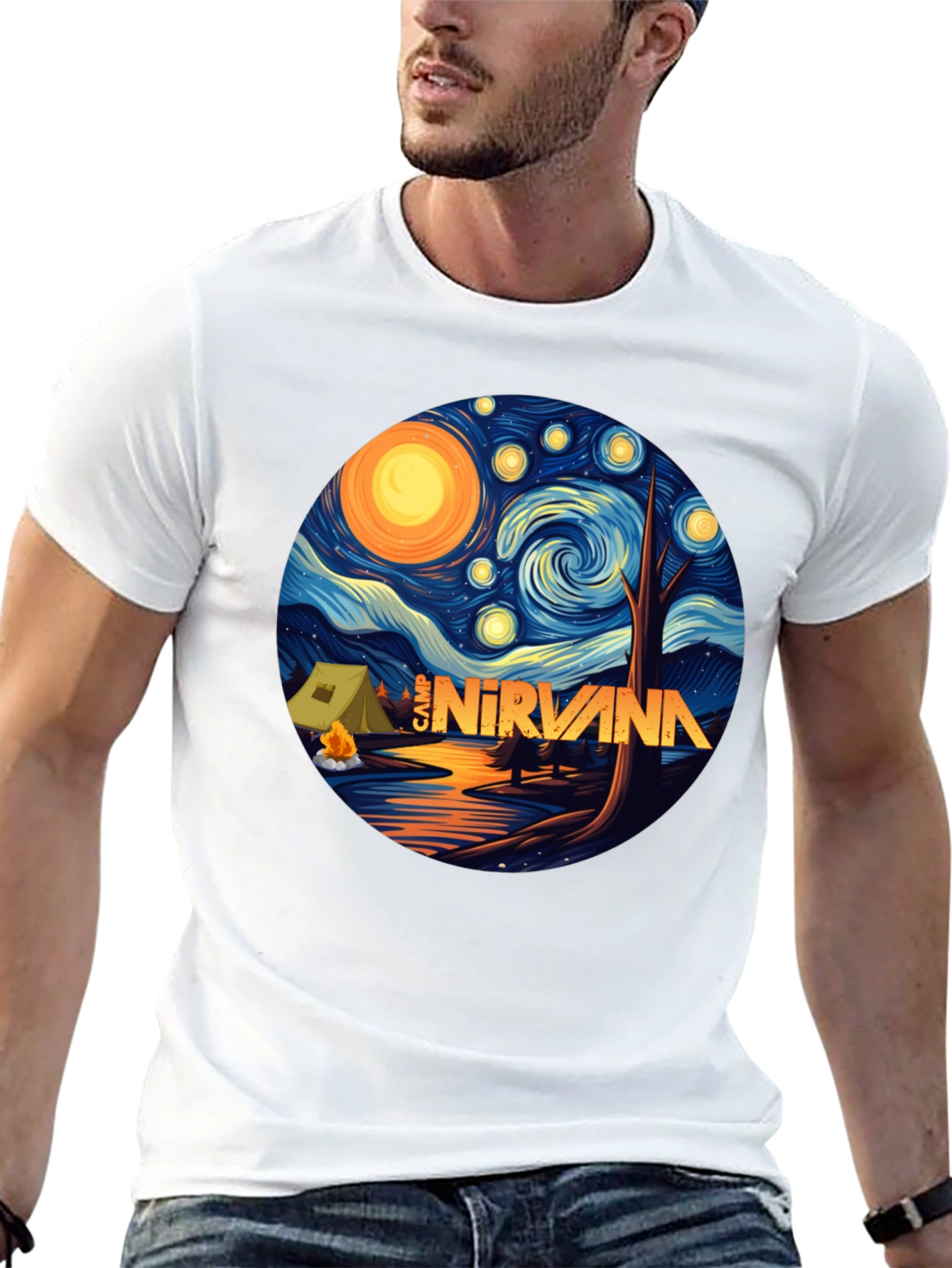 Black Camp Nirvana Starry Night T-Shirt view 13