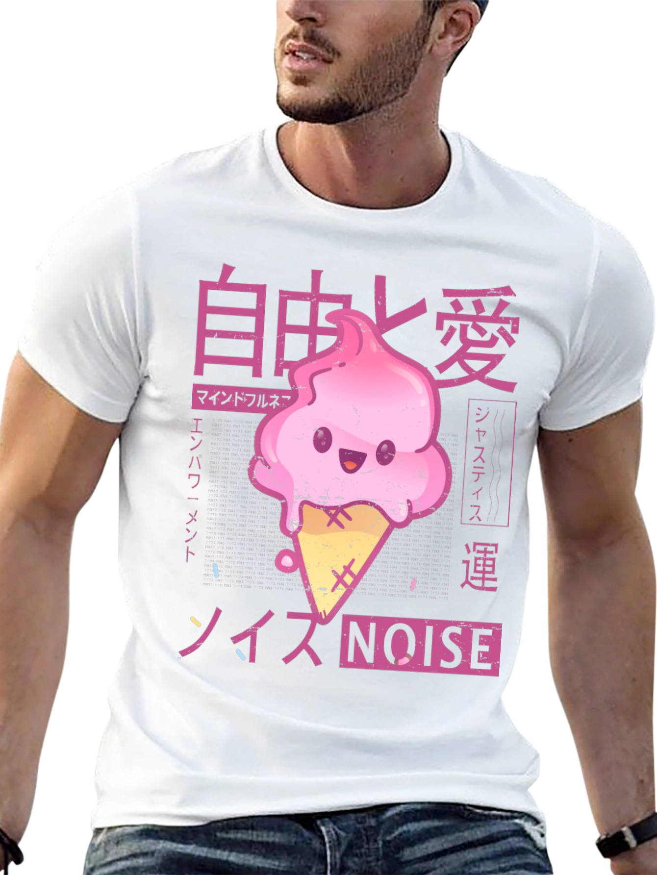 Black Kawaii Ice Cream Anime Graphic T-Shirt view 13