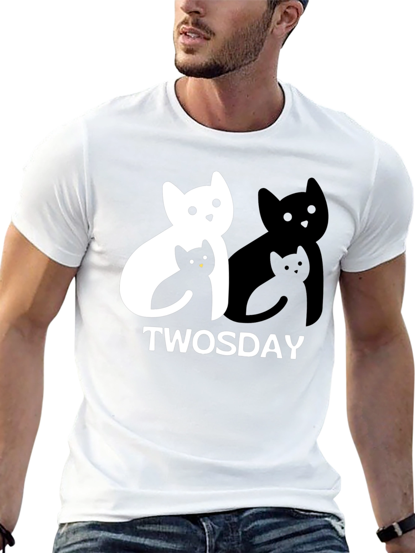Black Twosday Cat T-Shirt - Black Graphic Tee view 13
