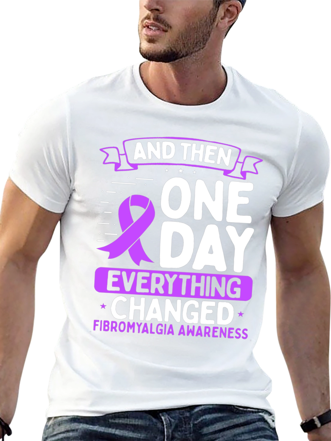 Black Fibromyalgia Awareness T-Shirt view 13