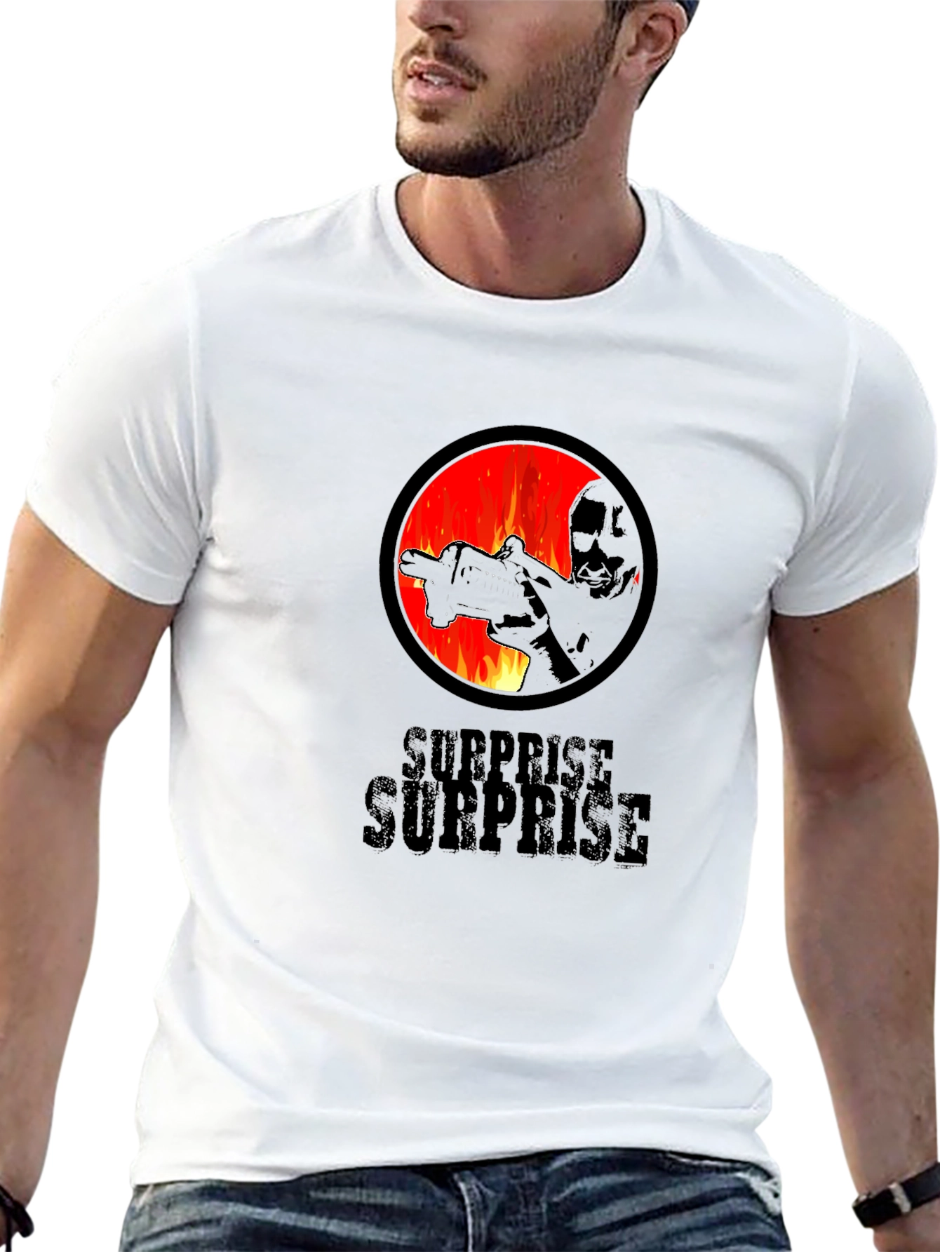 Black Surprise Graphic Tee - Black Cotton Crew Neck view 13