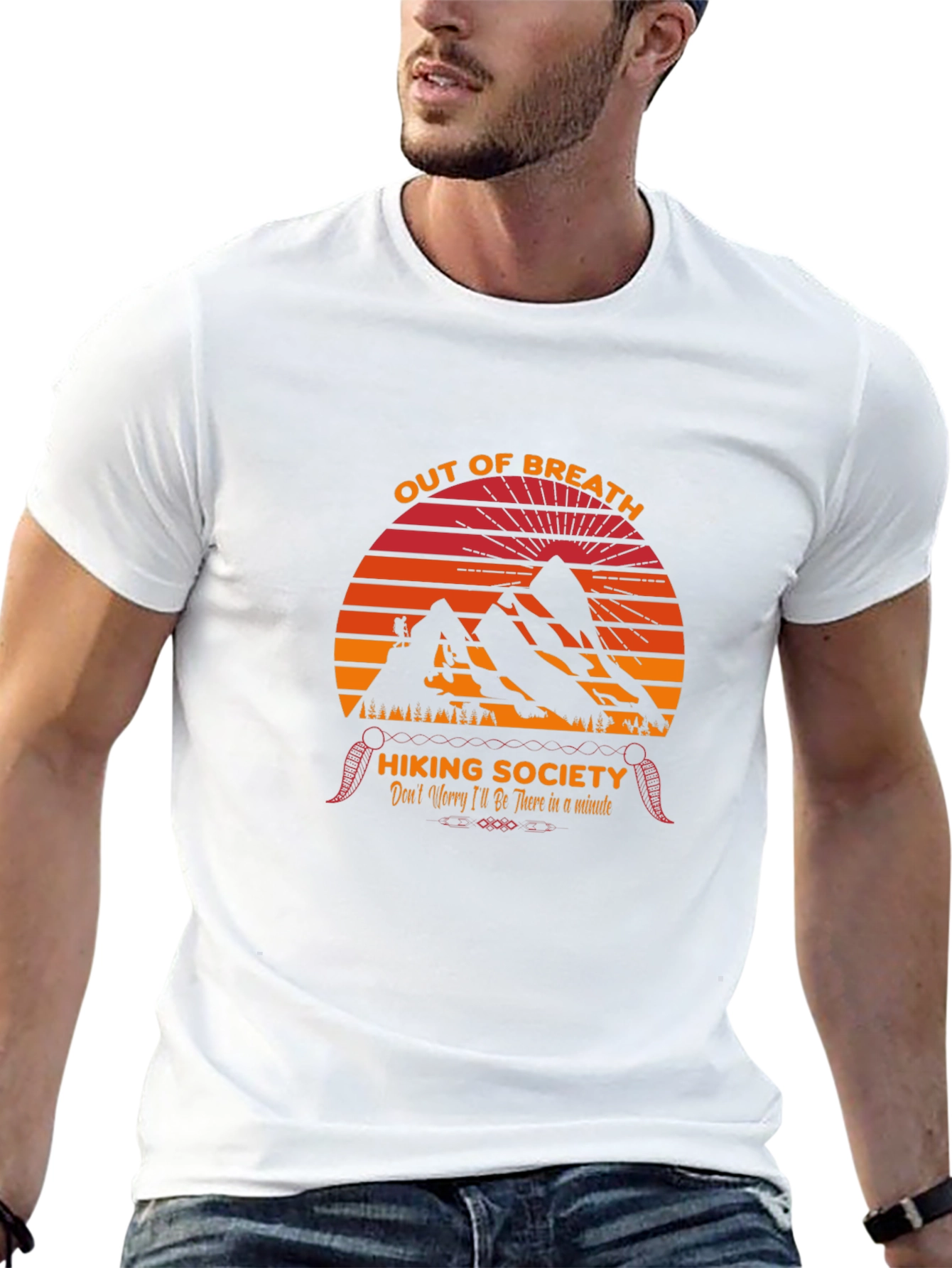 Black Out of Breath Hiking Society Graphic T-Shirt view 13