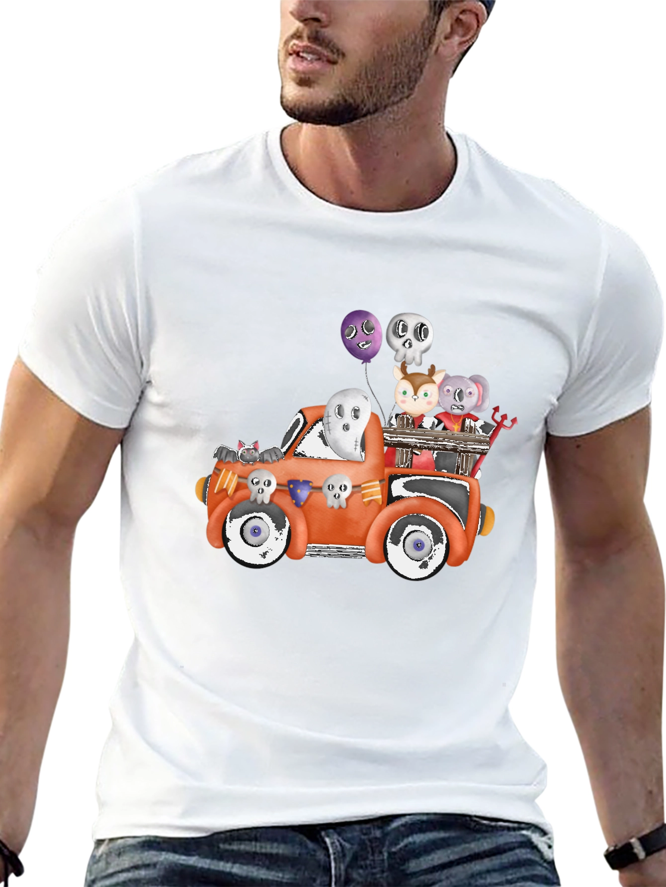 Black Halloween Animal Truck Tee view 13