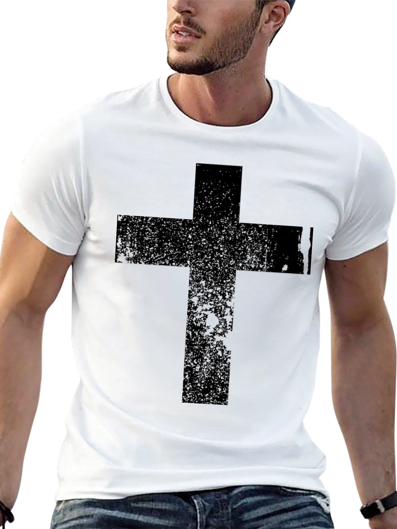 Black Black Cross Graphic T-Shirt - Religious Apparel view 13