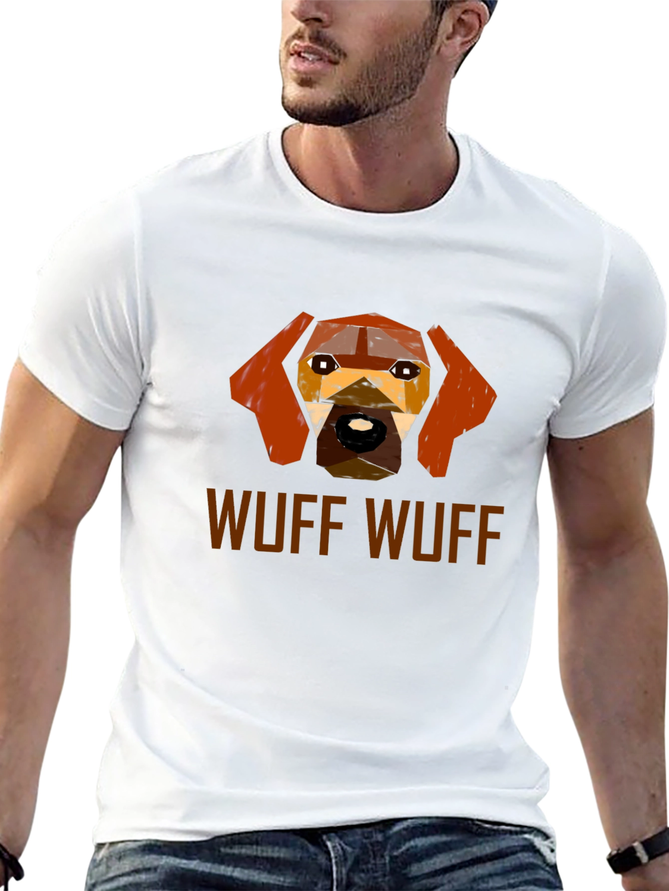 Geometric Dog T-Shirt - "Wuff Wuff" Design - 13