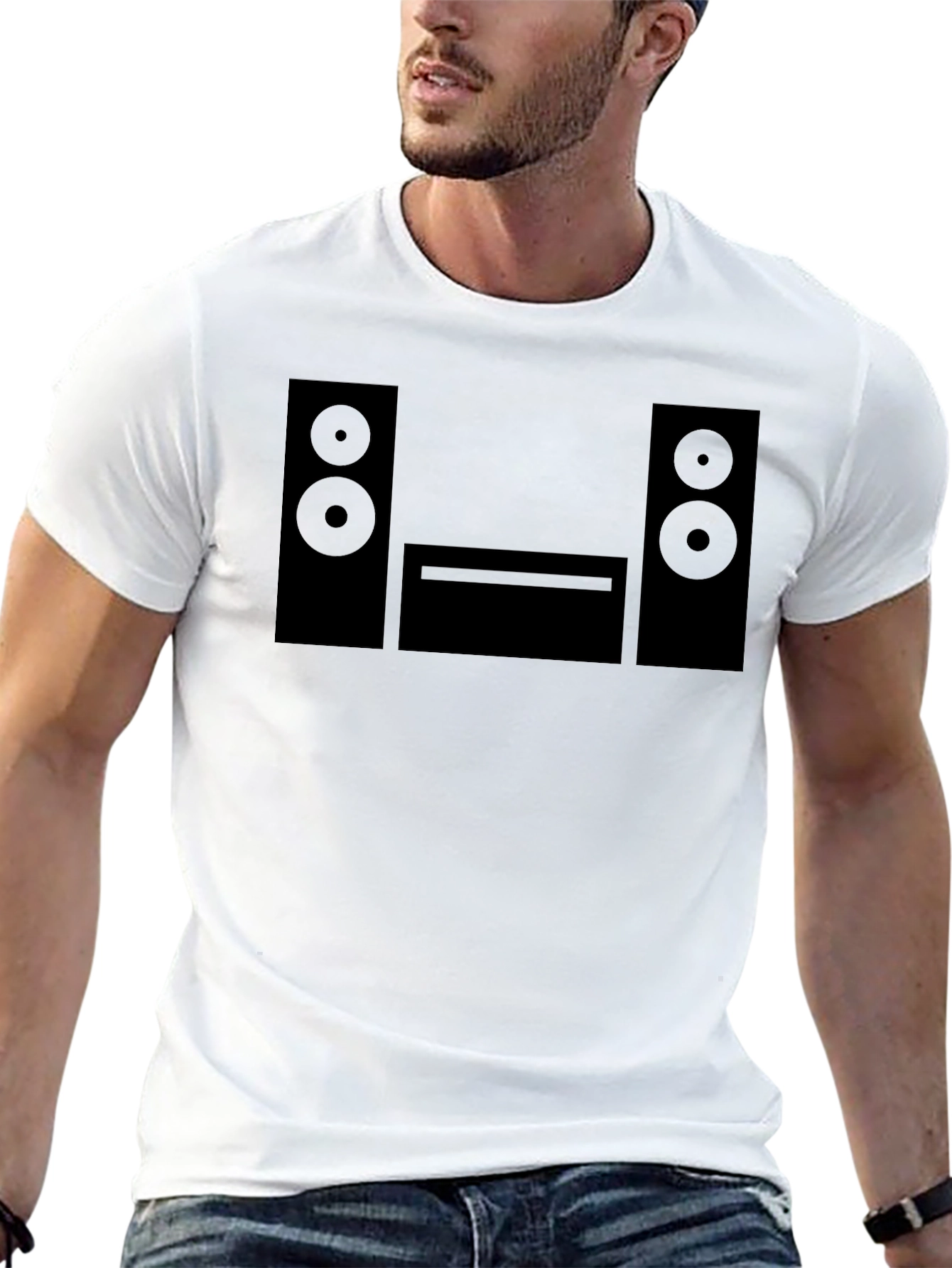 Black Retro Stereo T-Shirt - Vintage Audio Graphic Tee view 13