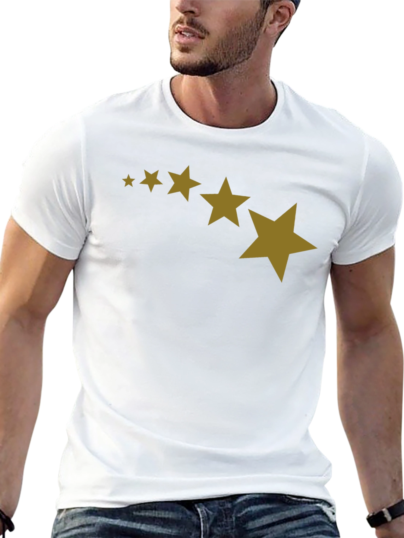 Black Stars Patterned Black T-Shirt view 13