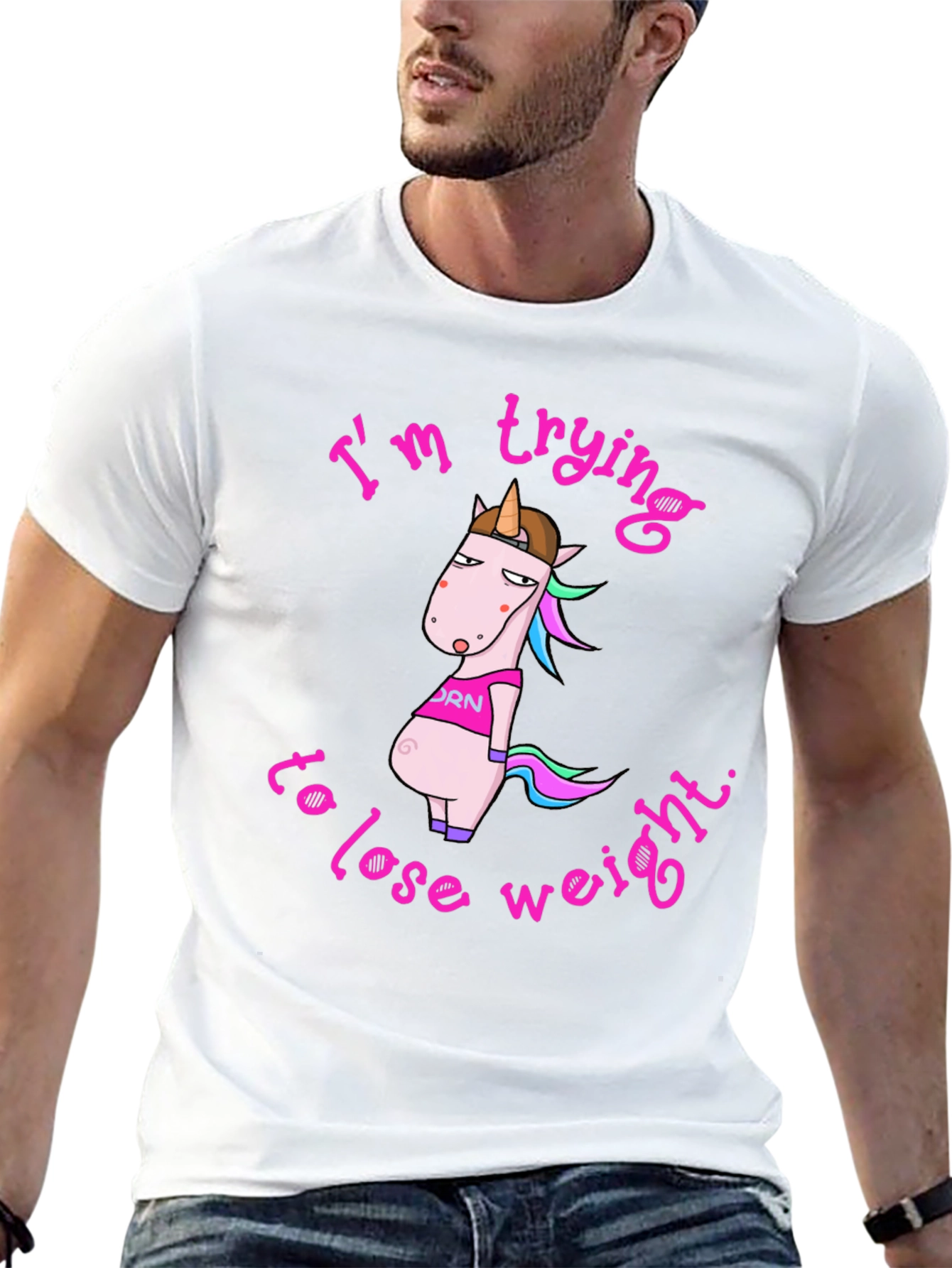Black Funny Unicorn Weight Loss Graphic Tee view 13