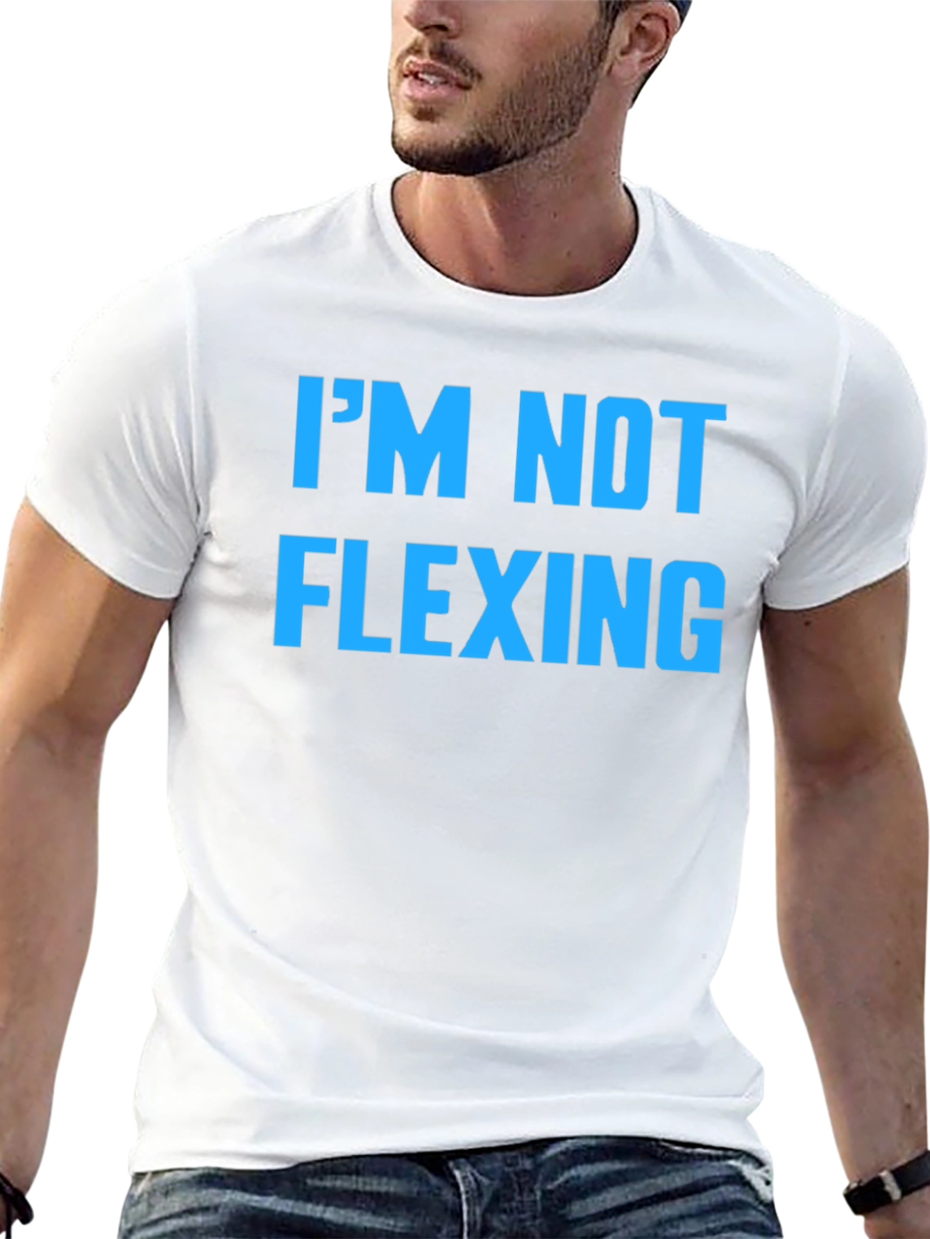 Black I'm Not Flexing Graphic Tee - Black view 13
