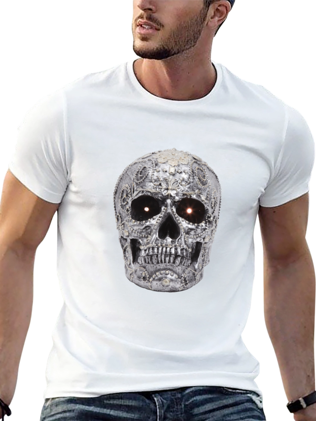 Black Skull T-Shirt - Black Graphic Tee view 13