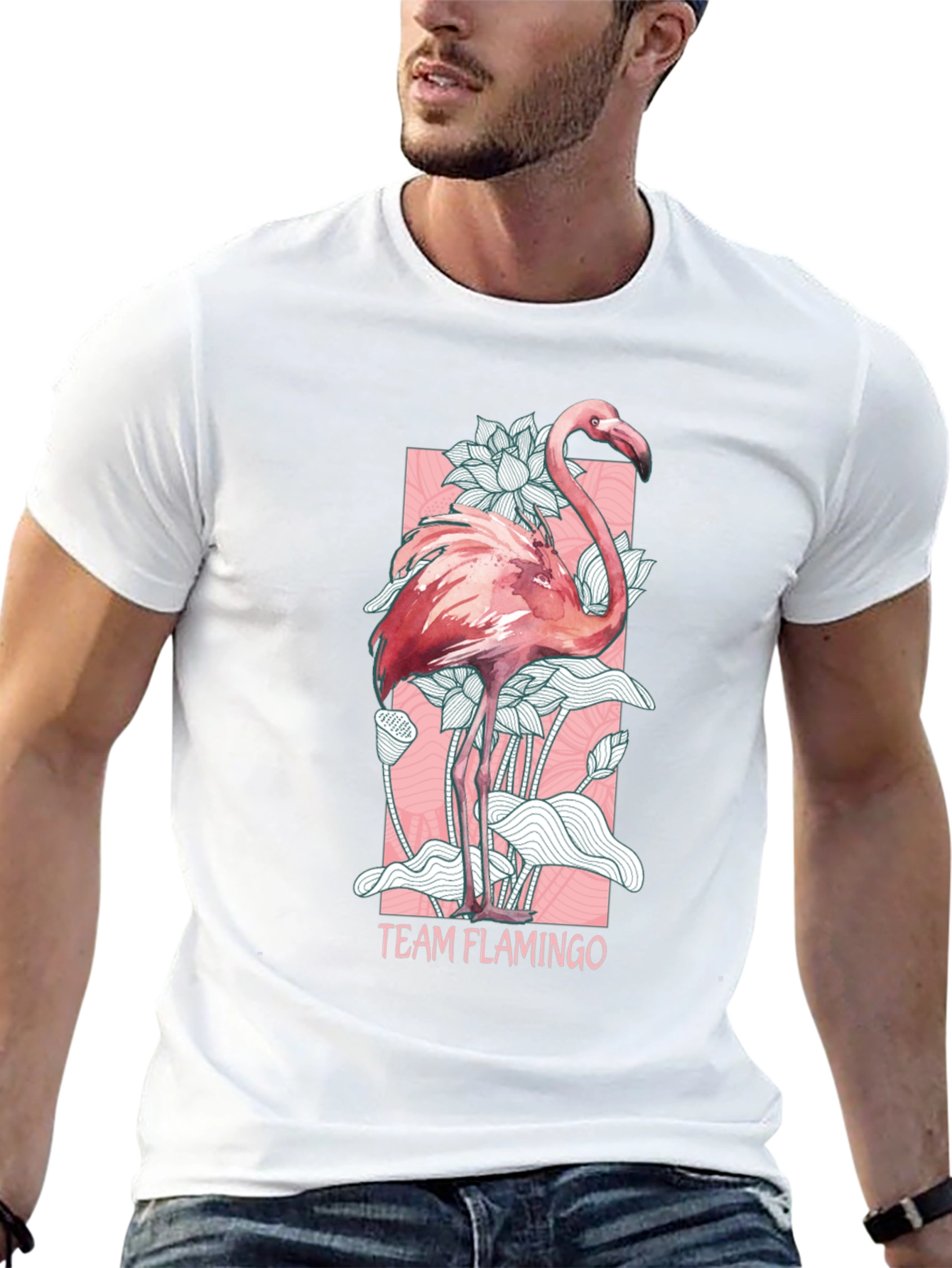 Black Team Flamingo Graphic Tee - Black Cotton Blend view 13