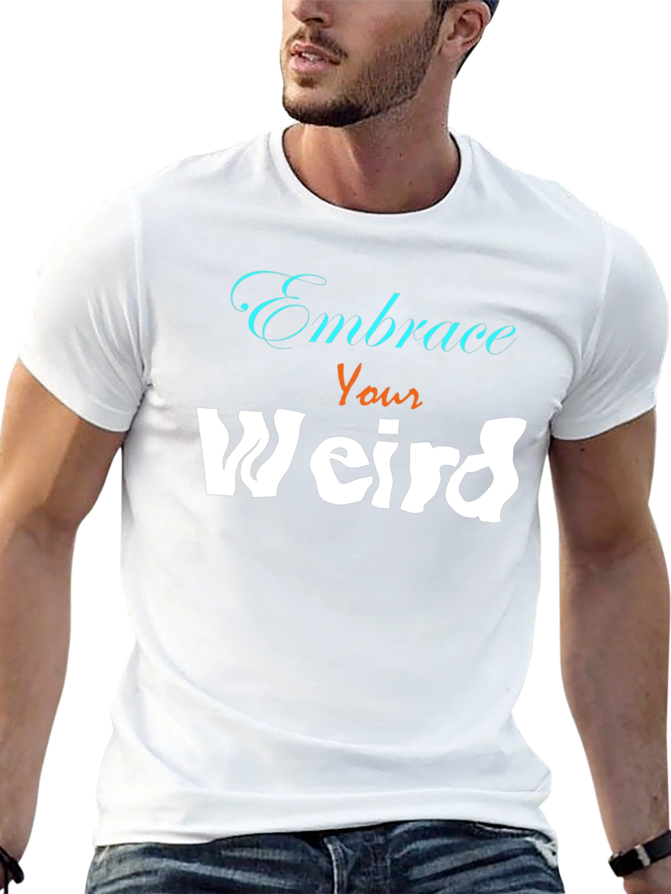 Black Embrace Your Weird Graphic Tee - Unisex Cotton Blend view 13