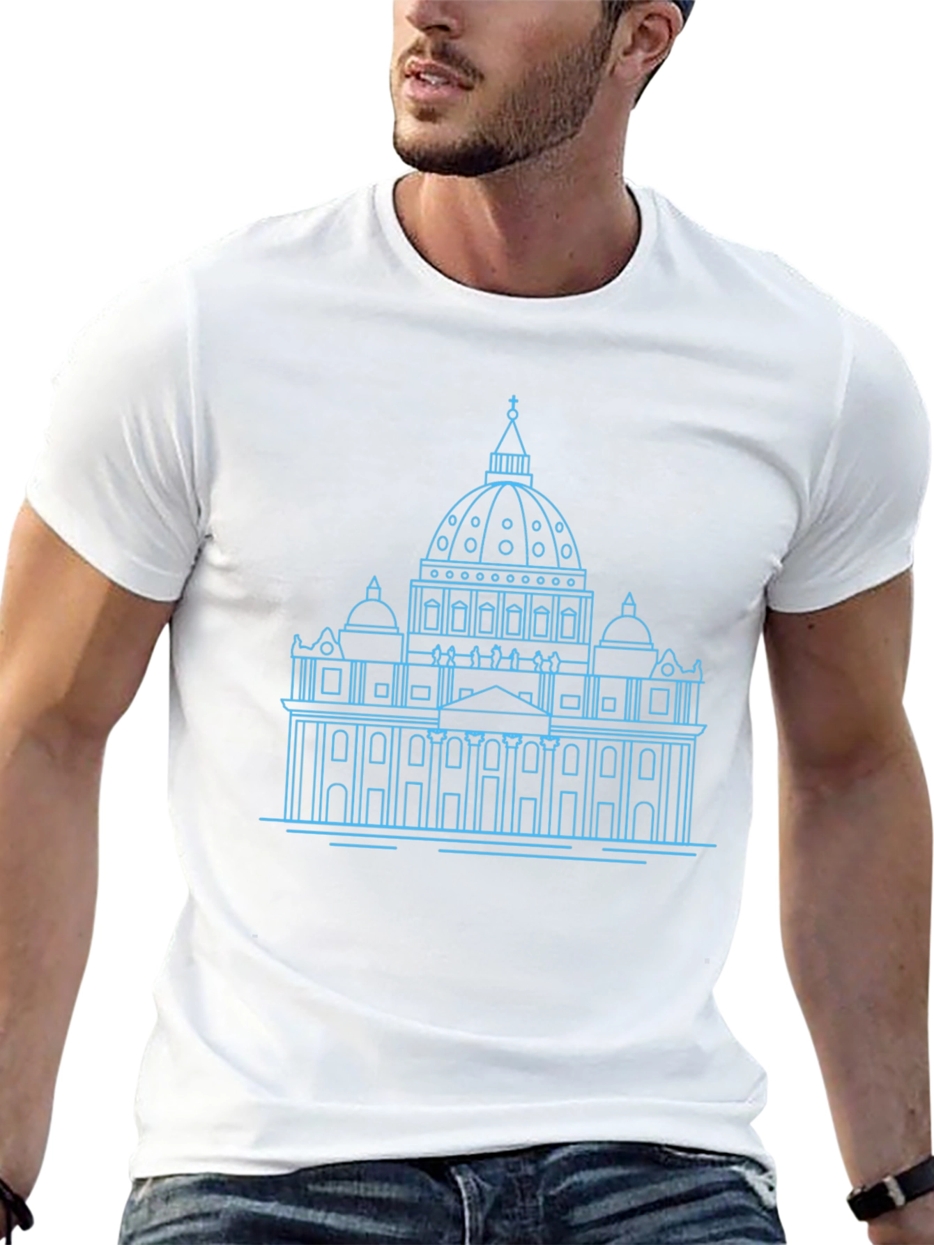 Black St. Peter's Basilica Line Art Tee view 13