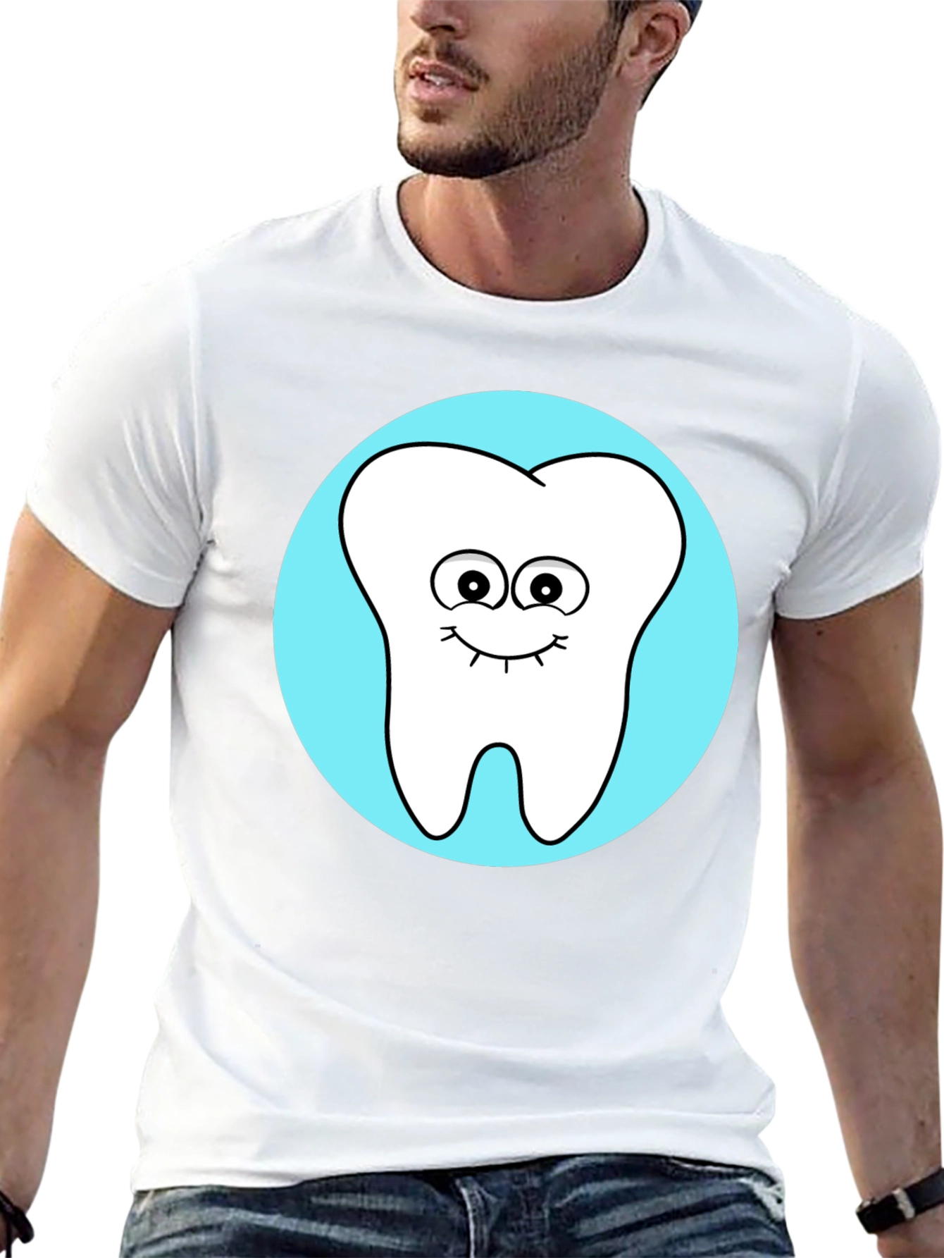 Black Cute Tooth Graphic Tee - Fun Dentist Shirt view 13