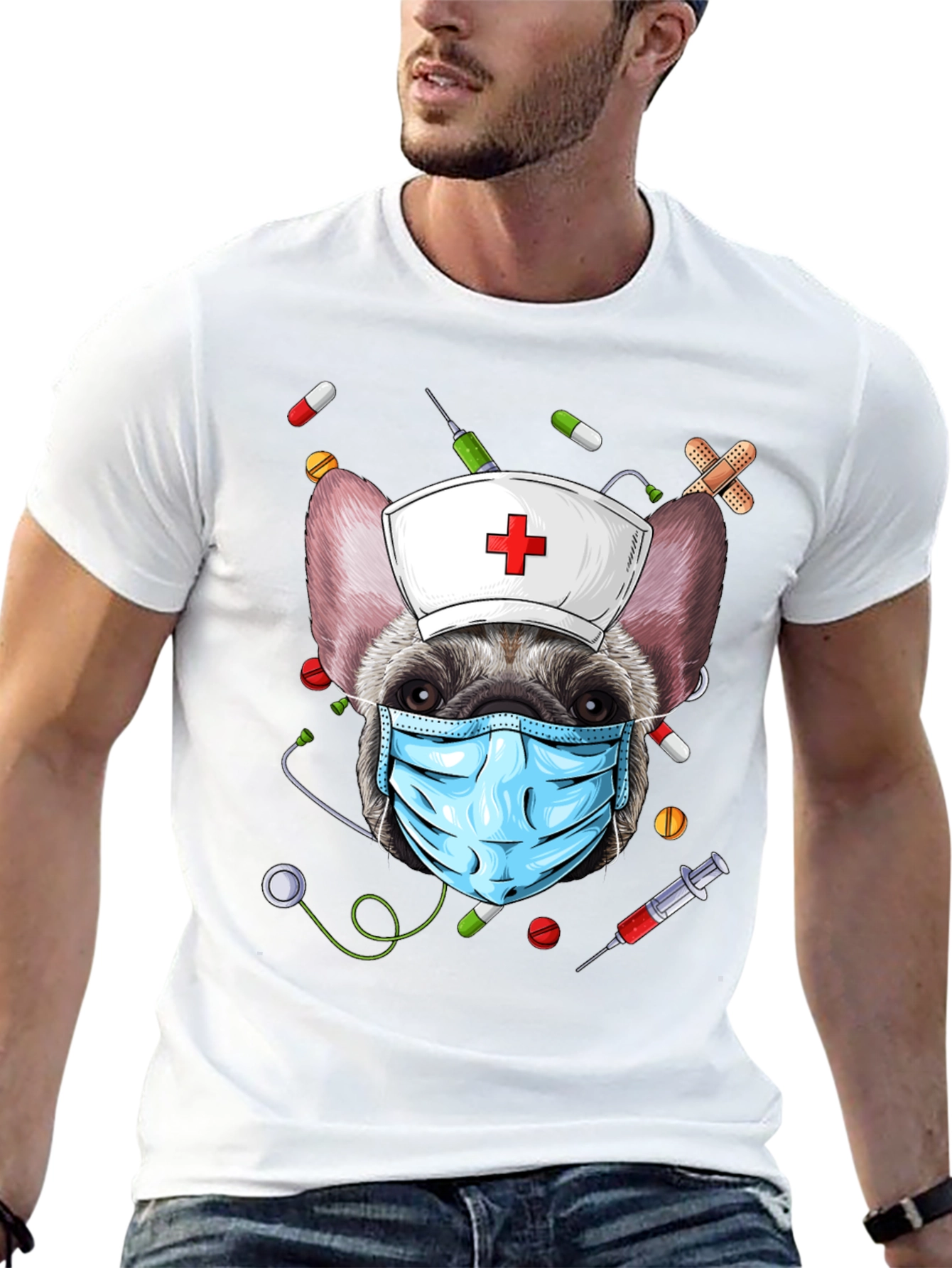 Black Nurse Dog Graphic T-Shirt view 13