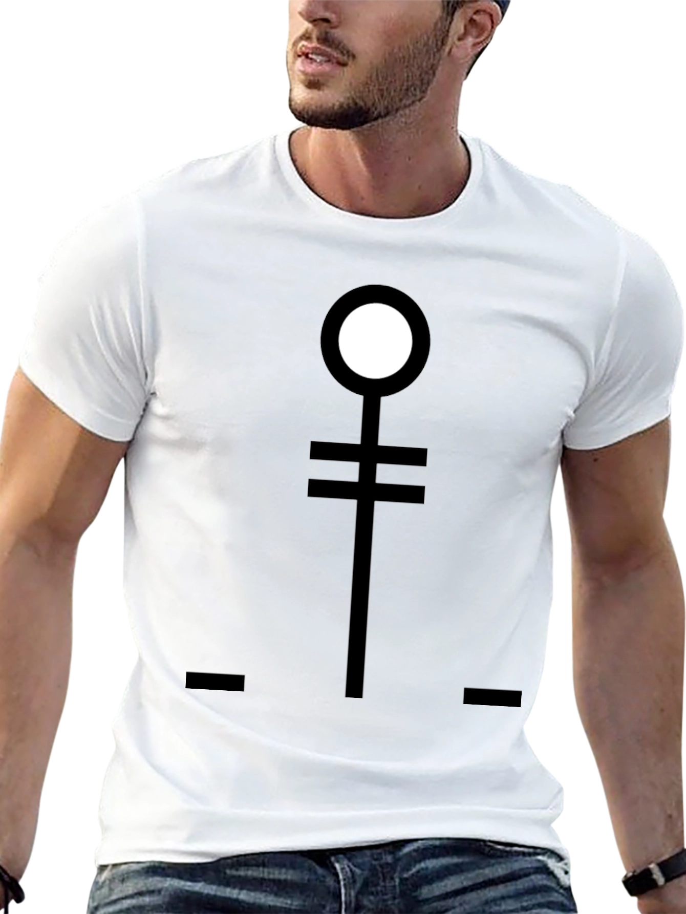 Black Symbolic Graphic Print Men's Black T-Shirt view 13