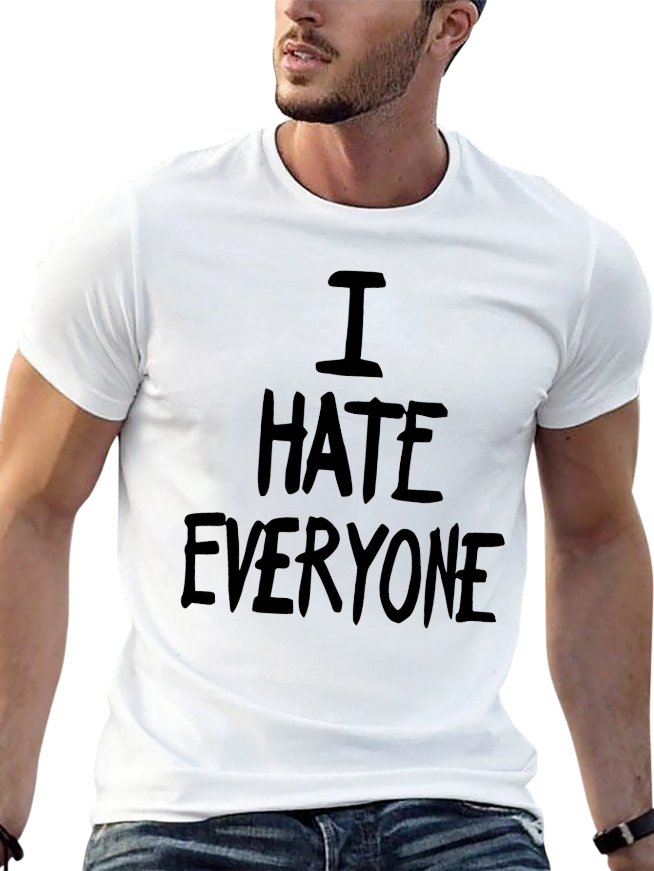 Black I Hate Everyone Black Graphic T-Shirt view 13