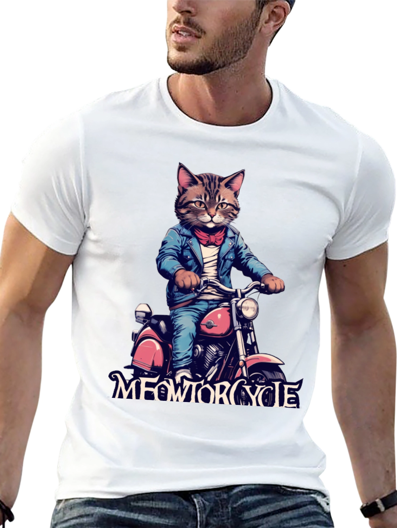 Black Meowtorcycle Cat T-Shirt view 13