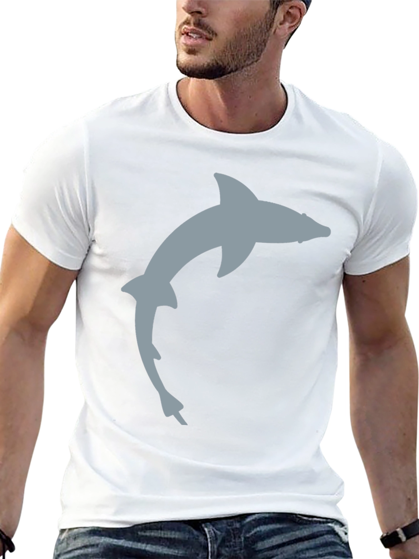 Black Dolphin Graphic Tee - Casual Black T-Shirt view 13