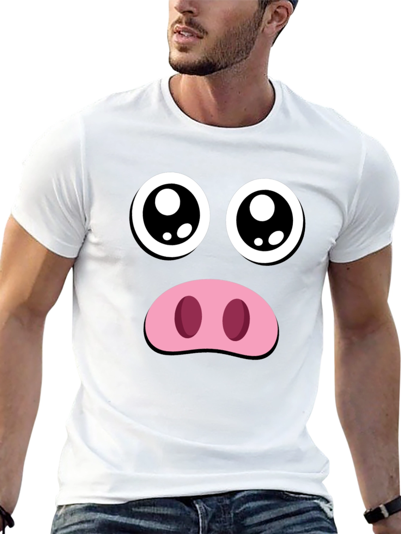 Black Funny Pig Face T-Shirt view 13