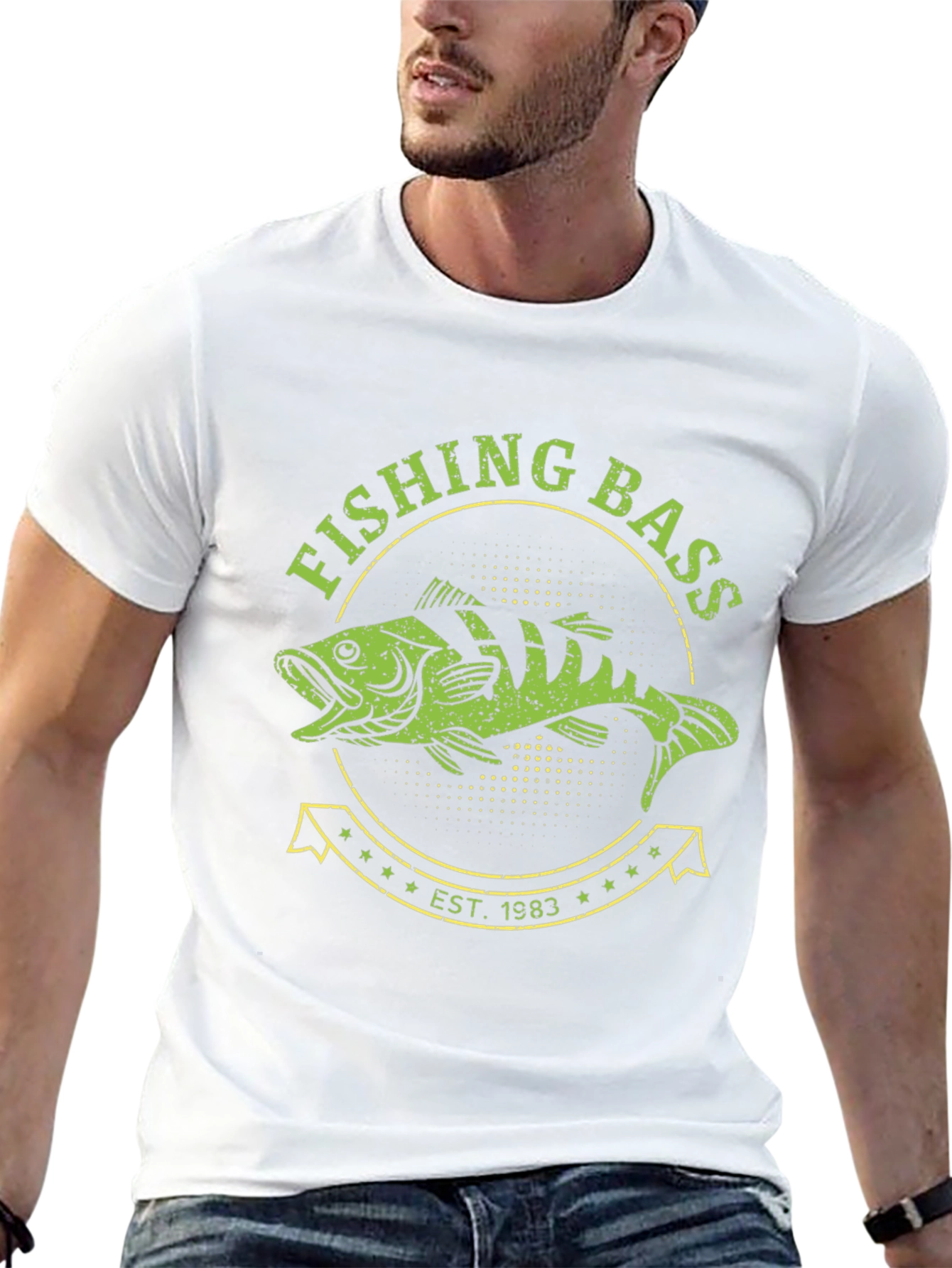 Black Fishing Bass Est. 1983 Black T-Shirt view 13