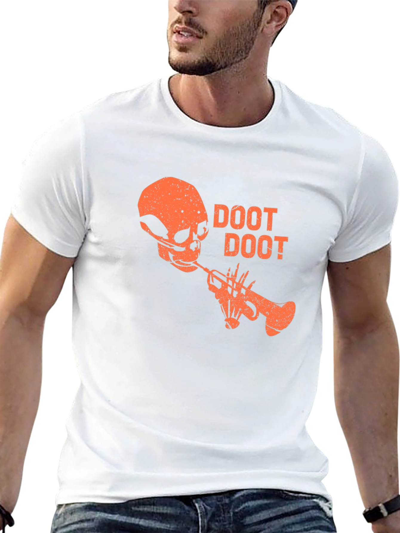 Black Doot Doot Skull Trumpet Graphic Tee - Black view 13
