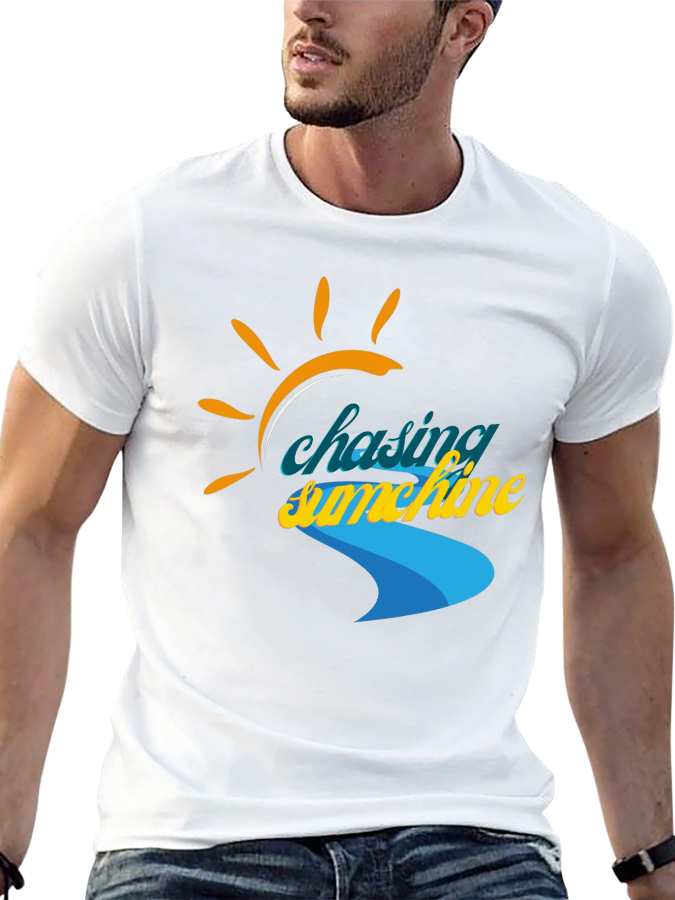 Black Chasing Sunshine Graphic Tee - Black Cotton Shirt view 13