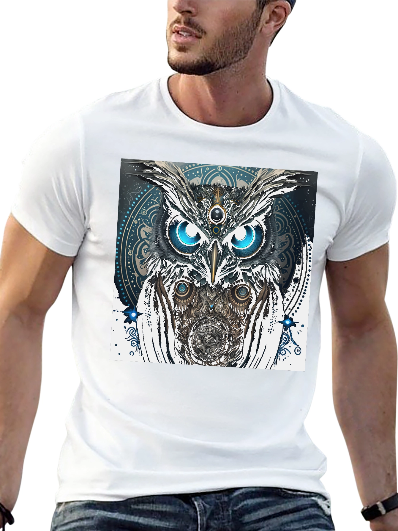 Black Mystic Owl Graphic Tee - Unique Spiritual Design view 13