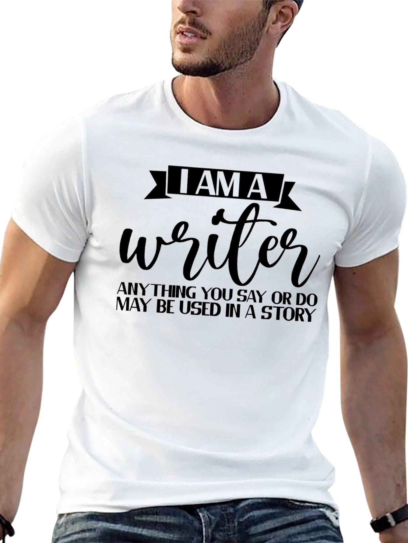 Black I AM A Writer T-Shirt, Story Inspiration Tee view 13