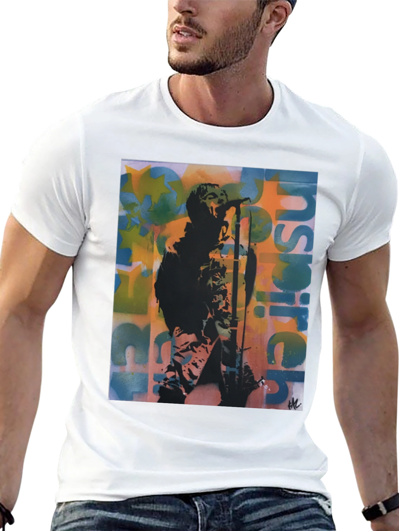 Black Indie Band Graphic Print Crew Neck T-Shirt view 13