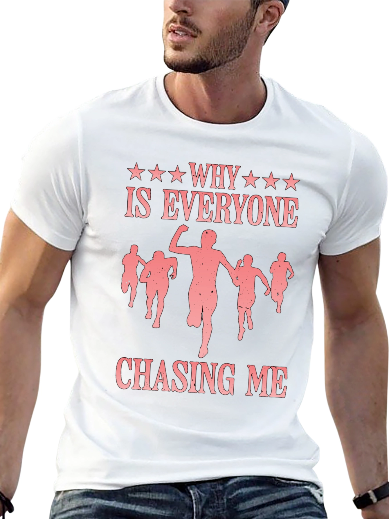 Black Why is Everyone Chasing Me? Funny Graphic Tee view 13