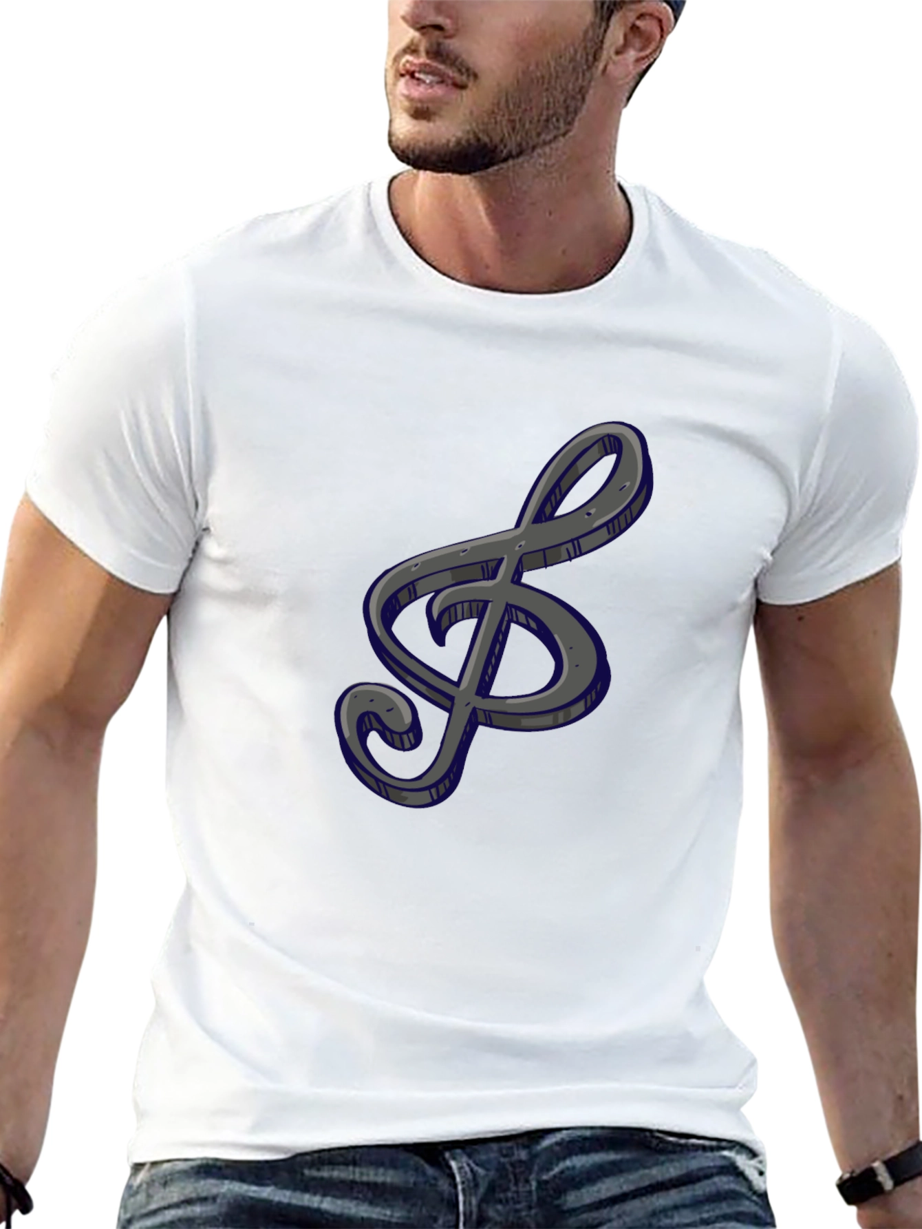 Black Treble Clef Graphic Tee view 13