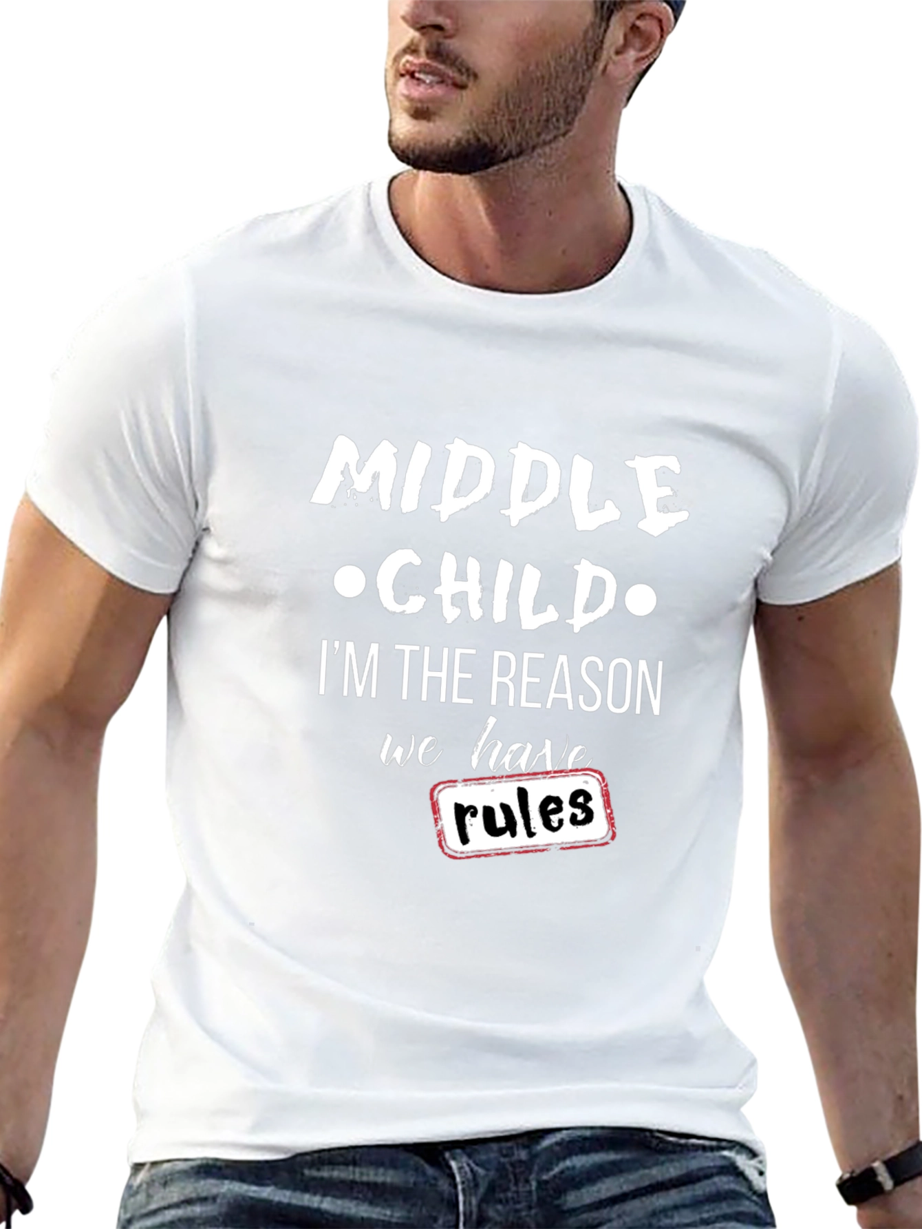 Black Middle Child Reason for Rules Black T-Shirt view 13