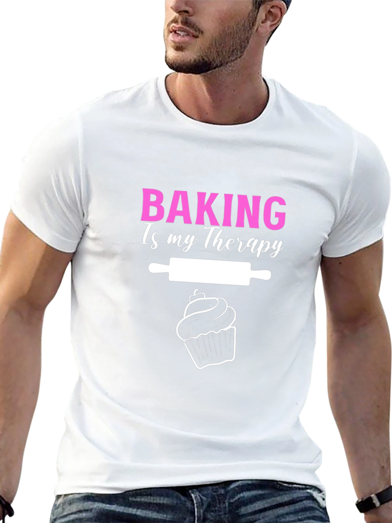 Black Baking is My Therapy T-Shirt - Unisex view 13