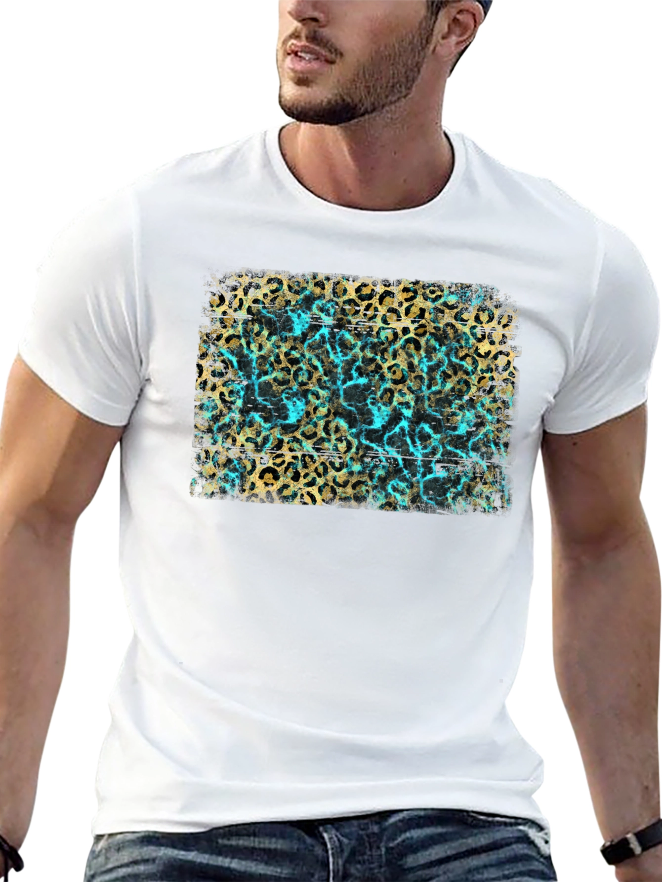 Black Leopard Print Tee - Turquoise Accent view 13