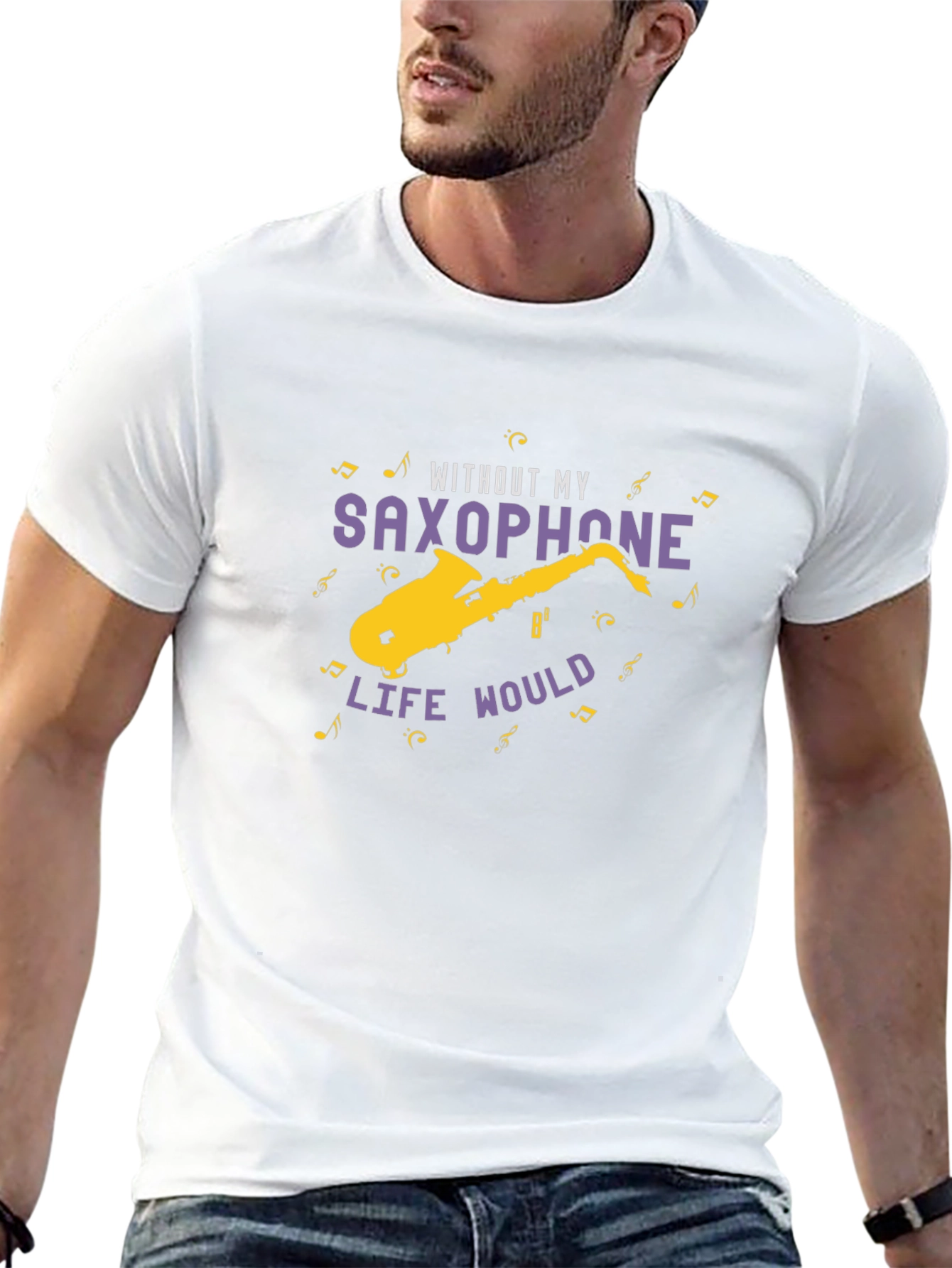 Black Saxophone Lover's T-Shirt view 13