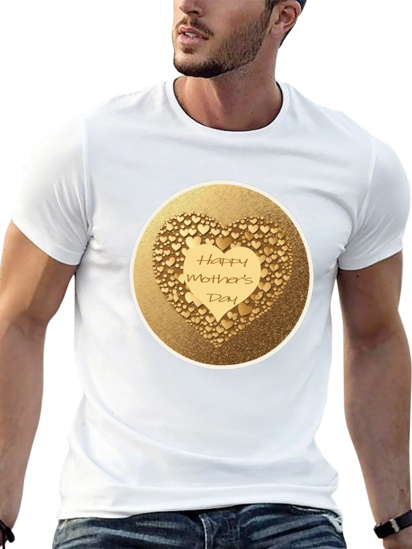 Black Happy Mother's Day Gold Heart Tee view 13