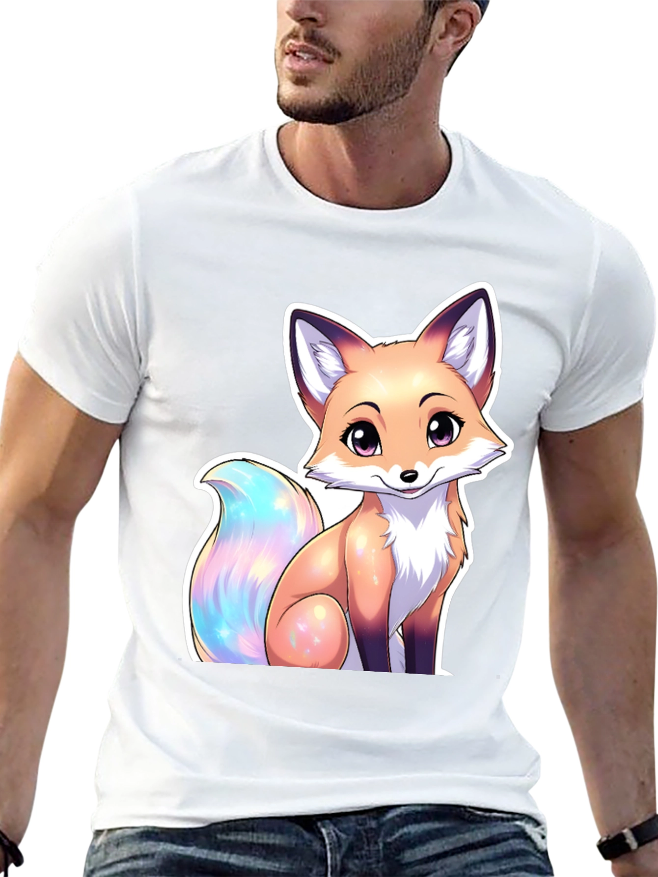 Black Cute Fox Graphic Tee - Stylish Animal Lover T-Shirt view 13