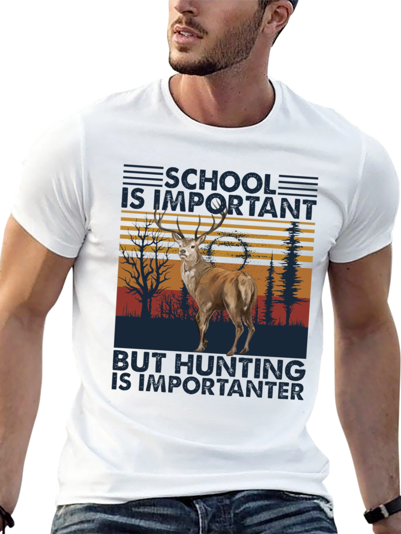 Black School Important Hunting Importanter Tee view 13