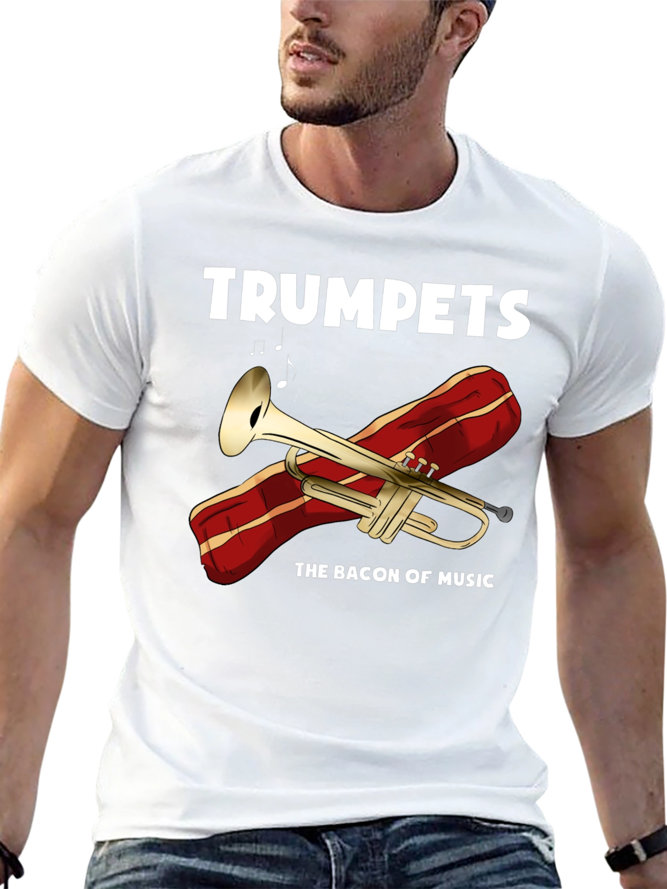 Black Trumpets The Bacon of Music T-Shirt view 13