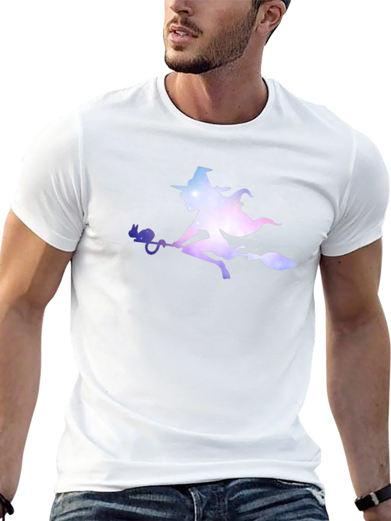 Witch Silhouette Graphic Tee - Black Cotton T-Shirt - 13