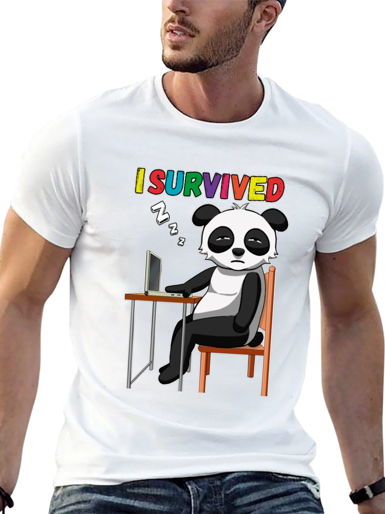 Black I Survived Panda T-Shirt - Funny Novelty Tee view 13