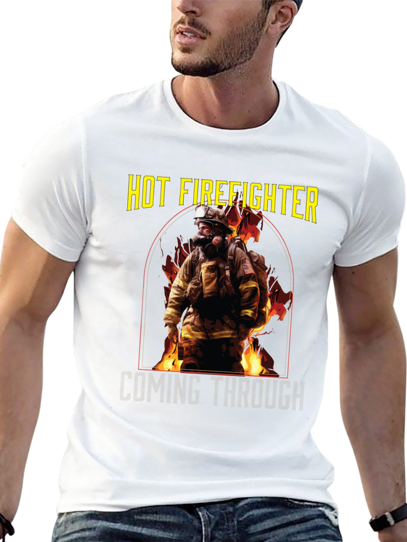 Black Hot Firefighter T-Shirt - Rescue Hero Tee view 13